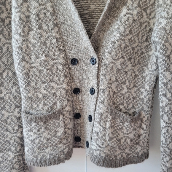 ☀️Banana Republic Wool Blend Pattern Double Breasted Cardigan - Picture 4 of 12